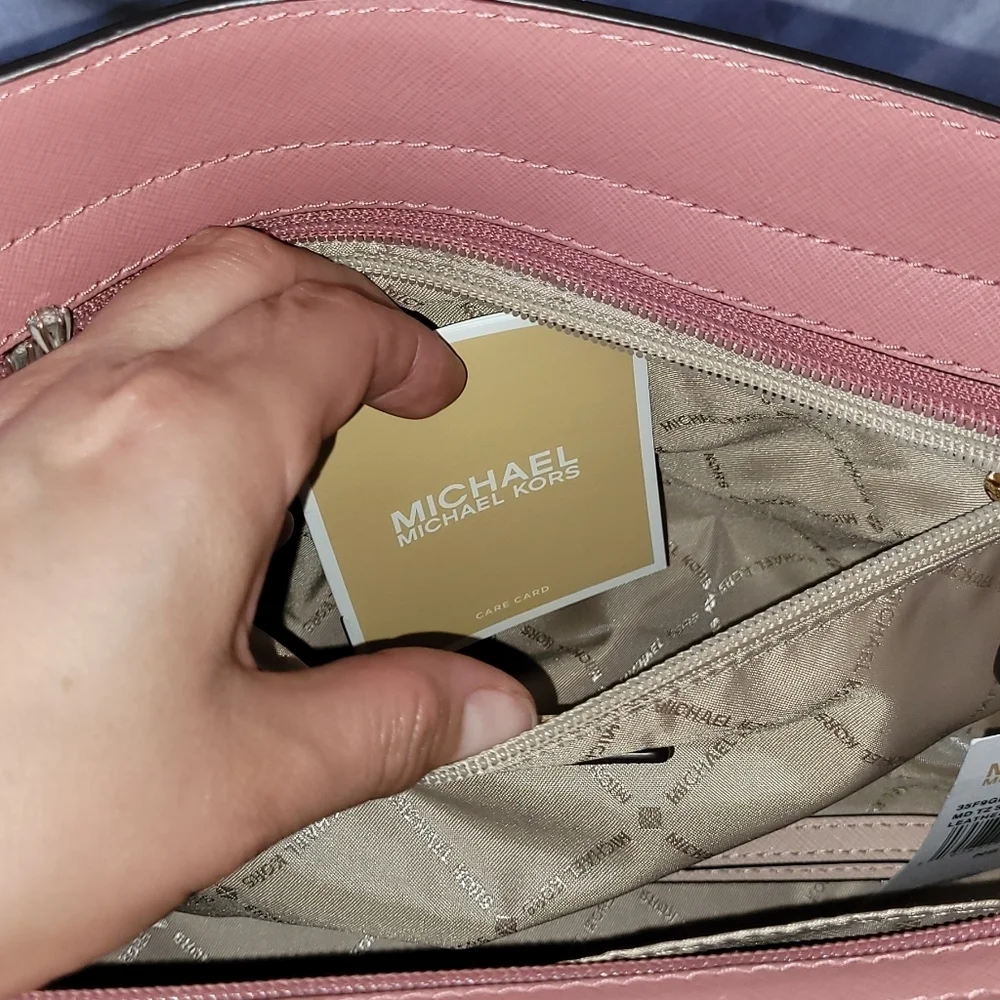 Michael Kors Selma Medium Colorblock Leather Satchel Crossbody Rose Multi NWT - Picture 8 of 16